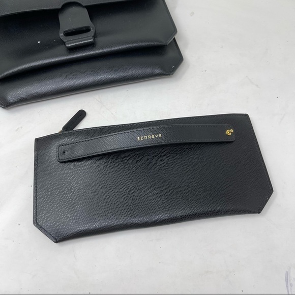 Senreve Black Leather Pebbled Convertible Belt Clutch Crossbody Bag - Picture 13 of 14